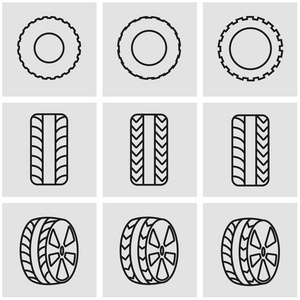 矢量线轮胎图标集