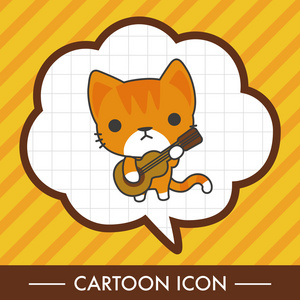 动物猫玩乐器卡通主题元素