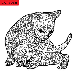 猫妈妈和她的小猫着色书成人zentangle 猫书