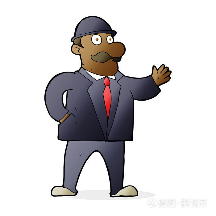 卡通漫画理智的商业圆顶硬礼帽戴着帽子的人