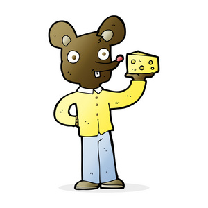 抱着奶酪的卡通老鼠