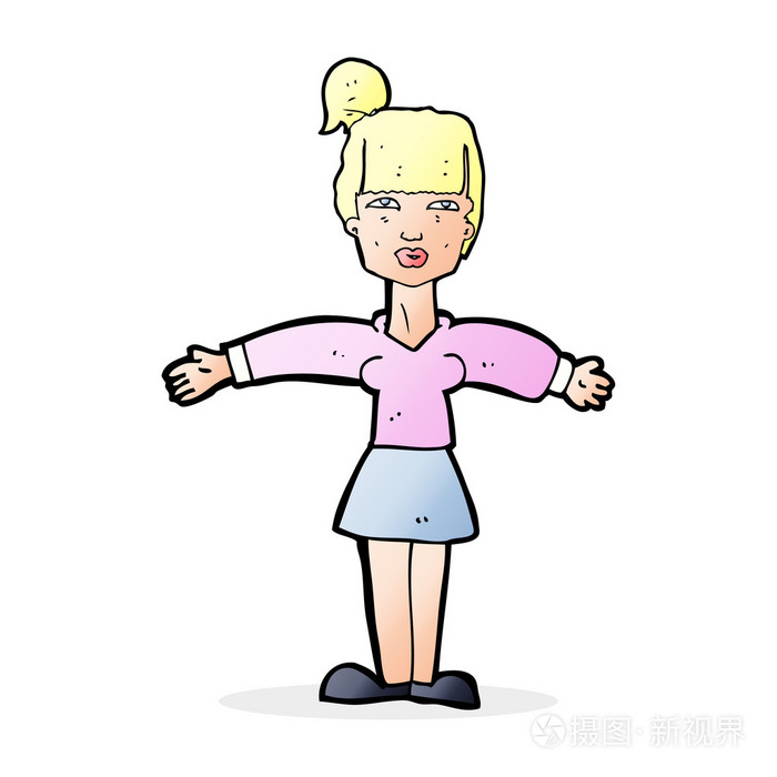 卡通女人耸耸肩膀