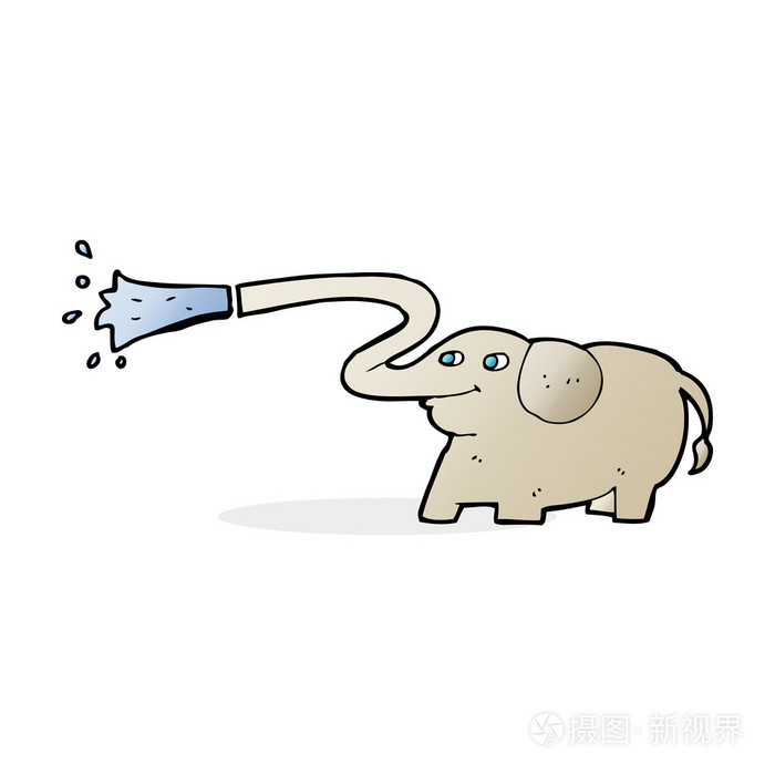 卡通大象喷水插画-正版商用图片1mjh64-摄图新视界