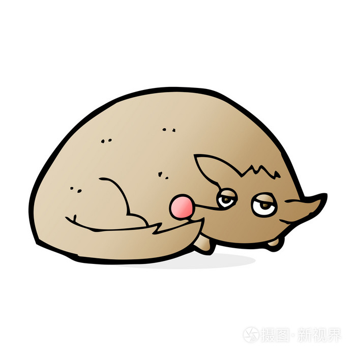 卡通狗蜷缩