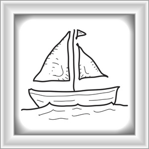 简便的涂鸦的小船的风帆