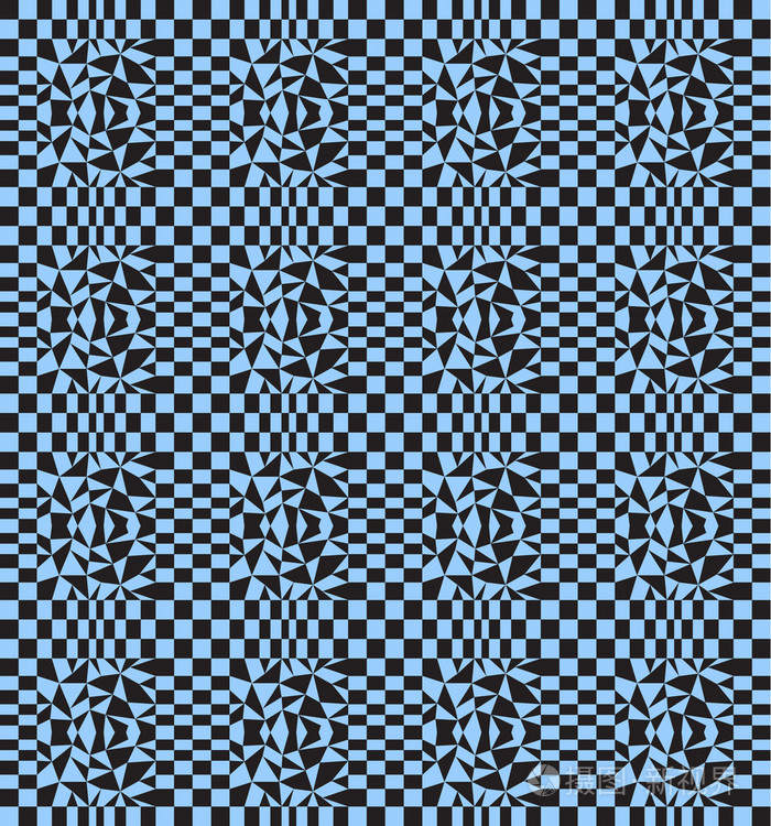 无缝模式与正方形三角形元素黑蓝色
