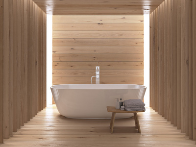 现代豪华浴室。3d 渲染