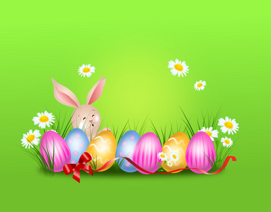 复活节彩蛋和兔子复活节背景