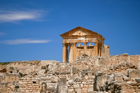 杜加，罗马废墟。教科文组织世界遗产站点在突尼斯