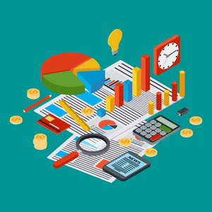 业务报告 金融统计 管理 金融分析矢量的概念