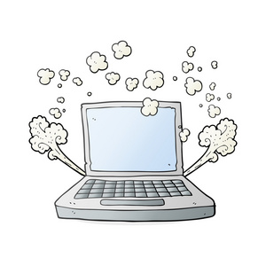 卡通笔记本计算机故障插画