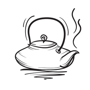 茶壶矢量手绘插画。茶壶图标