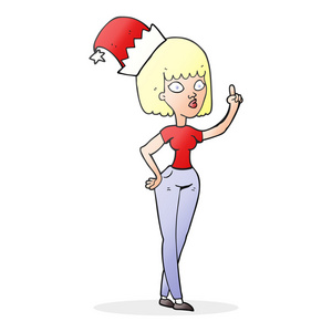 卡通女人戴着圣诞帽