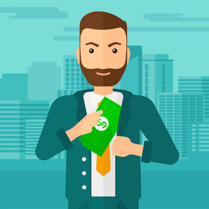 把钱放在口袋里的男人照片