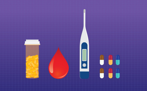 糖尿病药药品和验血糖矢量的概念