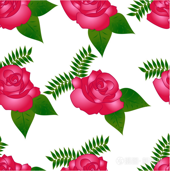 矢量无缝模式与粉红玫瑰