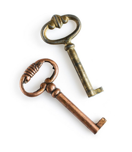 两个老式青铜钥匙