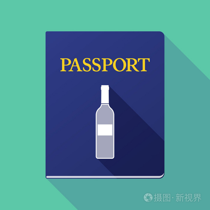 长阴影护照和一瓶酒