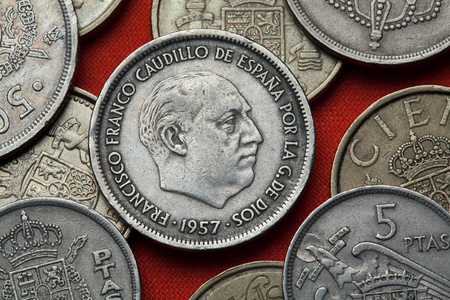 西班牙的硬币。Francisco 佛朗哥