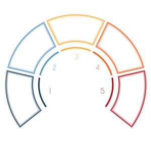 五个数字选项的信息图表半圆