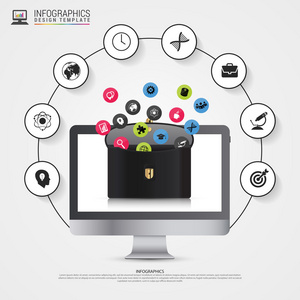 信息图表设计模板。公文包图标。矢量