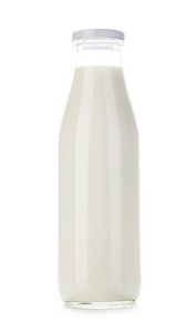 瓶的牛奶特写孤立在白色背景上