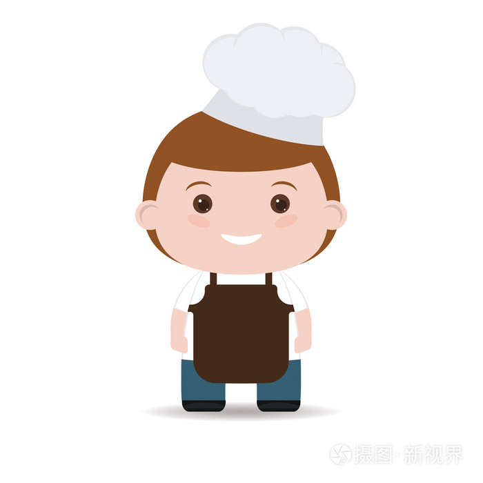 厨师帽.在白色背景上孤立的平面样式的男人