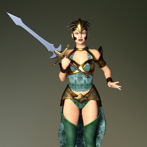 3d cg 渲染的女战士