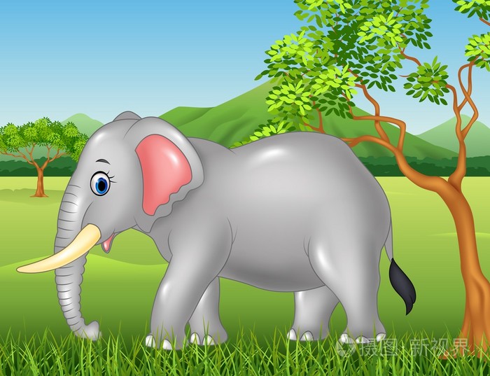 在丛林中的可爱的大象吉祥物