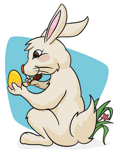 可爱的兔子画复活节彩蛋矢量插图
