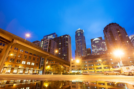 城市景观和西雅图的夜景图片