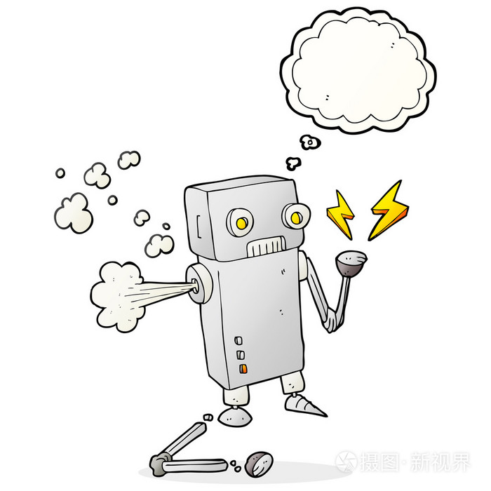 以为泡沫卡通破碎的机器人