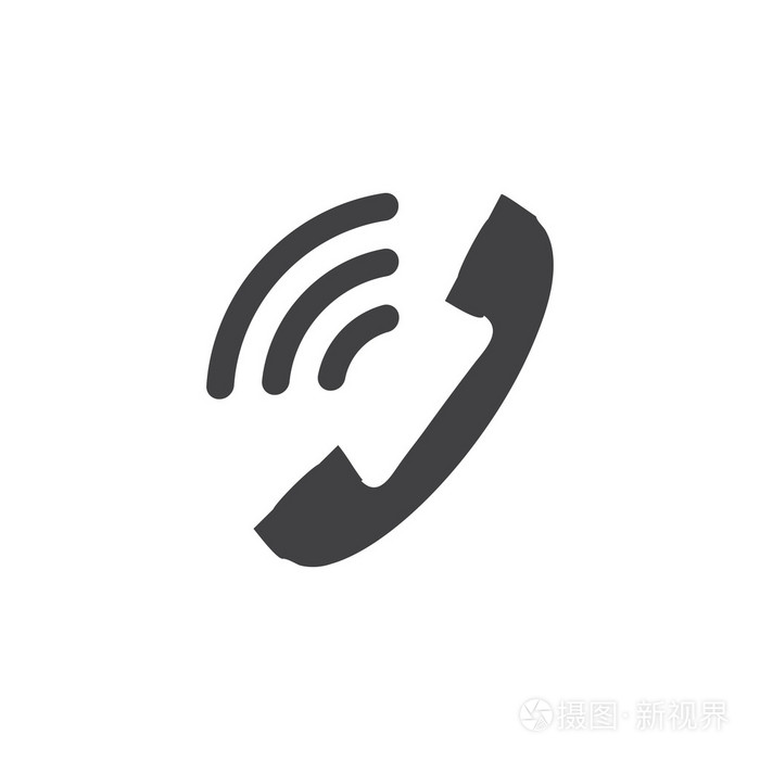 平面样式,灰色颜色白色背景中的电话图标