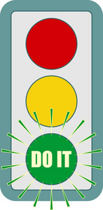 交通灯符号。呈绿色闪烁