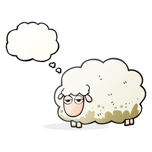 思想泡泡卡通泥泞冬季羊图片