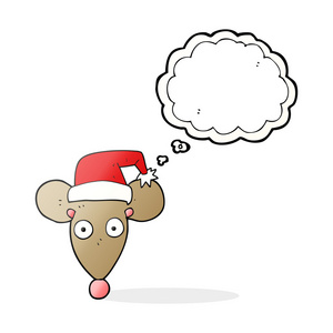 想在圣诞帽子泡沫卡通鼠标