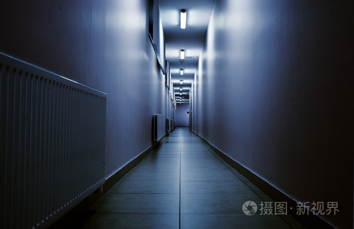 可怕的夜晚走廊的角度来看