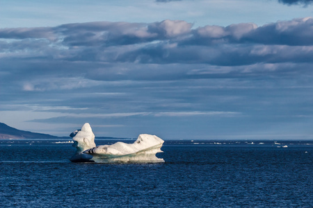 冰山在新地岛的海岸照片