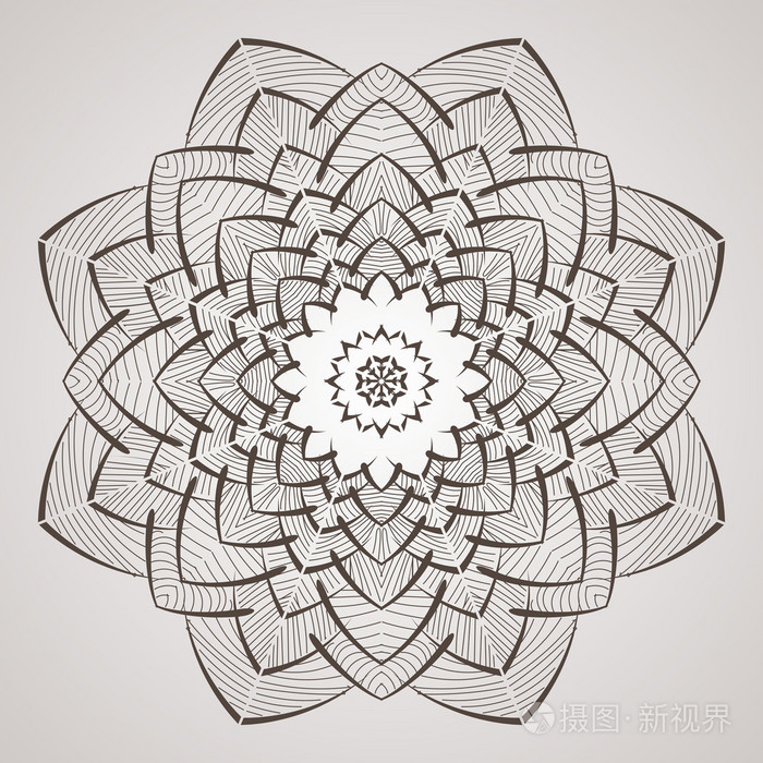 插画 矢量形式的复杂花的圆形图案.曼荼罗.蕾丝餐巾纸.eps