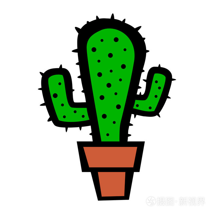 仙人掌植物卡通矢量图
