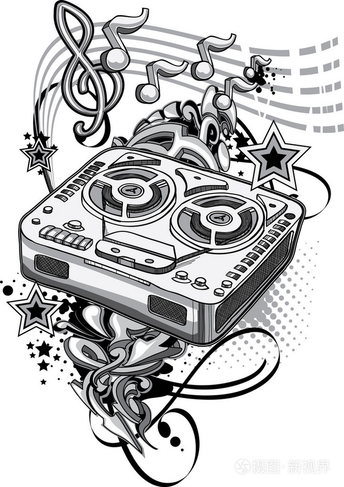 复古磁带录音机插画-正版商用图片1mlitd-摄图新视界