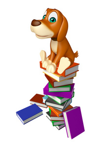 有趣的狗卡通人物与书库