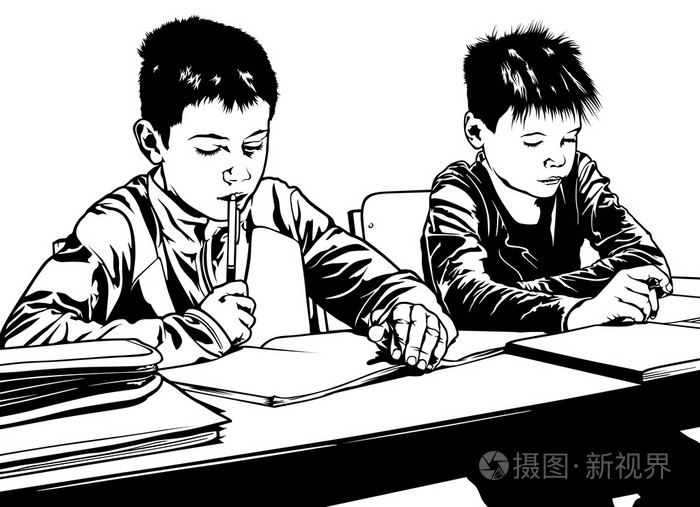 学校的孩子们在教室里