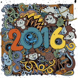 2016 新年涂鸦元素背景