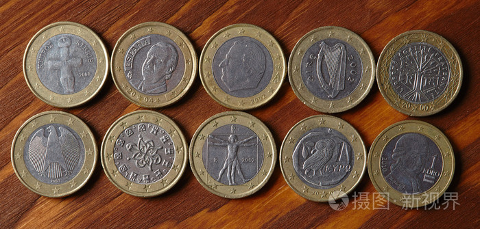 在行的欧元硬币