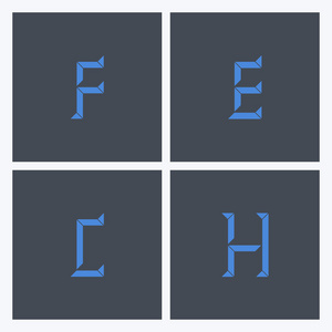 组的字母 F，E，C，H 标志图标。标志设计模板