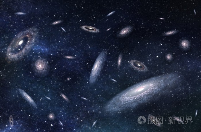 大尺度结构的多个星系在宇宙深处.3d 图
