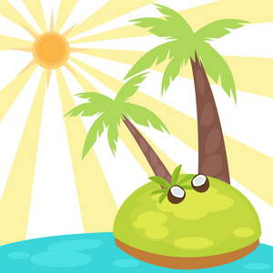 一个小岛上的棕榈树的插图