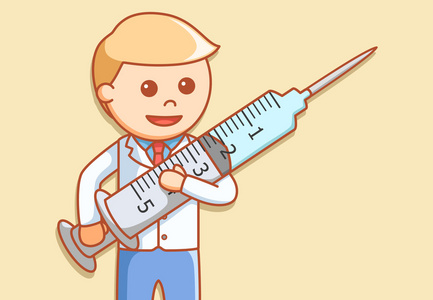 打疫苗医疗插画设计医生大注射器插画设计照片