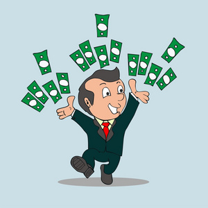 写实漫画卡通风格, 视频游戏的数字 cg 图稿, 概念插画设计有钱人庆祝